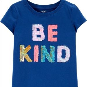 Carters sequined BE KIND t shirt